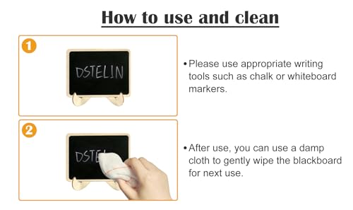 Image of DSTELIN 10 Pack Mini Chalkboards Signs with Easel Stand, Small Rectangle Chalkboards Blackboard, Wood Place Cards for Weddings, Birthday Parties, Message Board Signs and Event Decoration