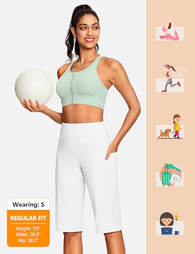 Image of ISEEGZ 15 inch / 18 inch / 21 inch / 25 inch Capri Pants for Women High Waist with Pockets Women's Capris Workout Yoga Pants Loose Straight Leg