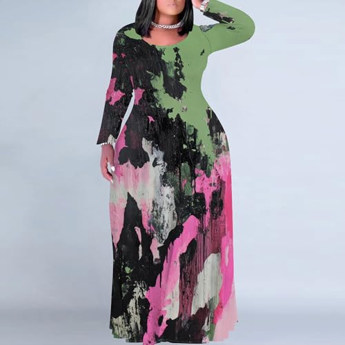 Image of PinkPatty Women's Plus Size Long Sleeve Maxi Dresses T Shirt Boho Fall Dress with Pockets