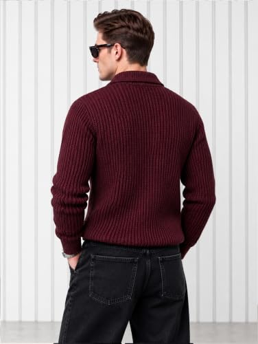 Image of Kvetoo Mens Woolen Sweater for Man Winter Quarter Zipper Knit Sweater Full Sleeve Office Wear Pullover