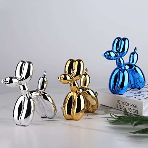 Suruim Shiny Electroplating Balloon Dog Statue Collectible Figurines Art Sculpture Animals Figurine Resin Crafts Living Room Desktop Home Decor Ornament Decorations Modern (Red,3.9 * 3.9 * 1.6In) #TOP7