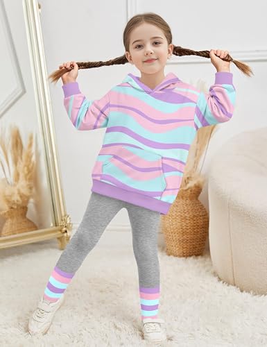 Toddler Girl Clothes Tie-Dye Stripe Color Block Toddler Girls Clothes Little Girls Kids 2pcs Outfits Hoodie Leggings