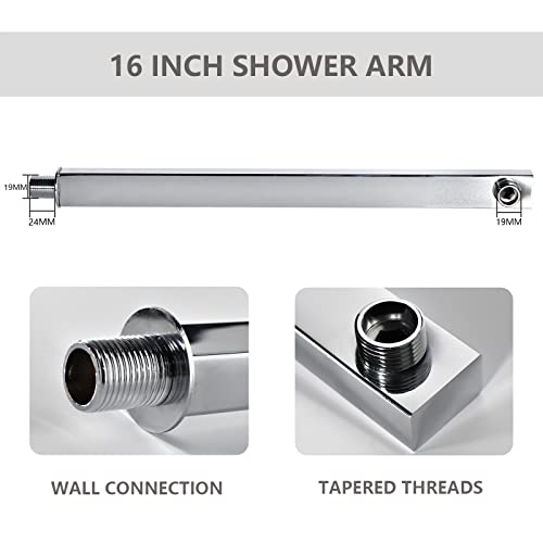 Kozloskyi Shower Arm 16 Inch Shower Head Rain Shower Head Extension Extender, With Flange, Made Of Thicken Stainless Steel For Bathroom Rainfall Showerhead #TOP2