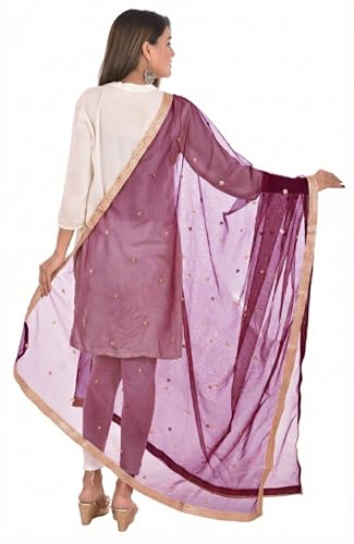 Image of YOUTHQUAKE Women's Embroidered Net Dupatta