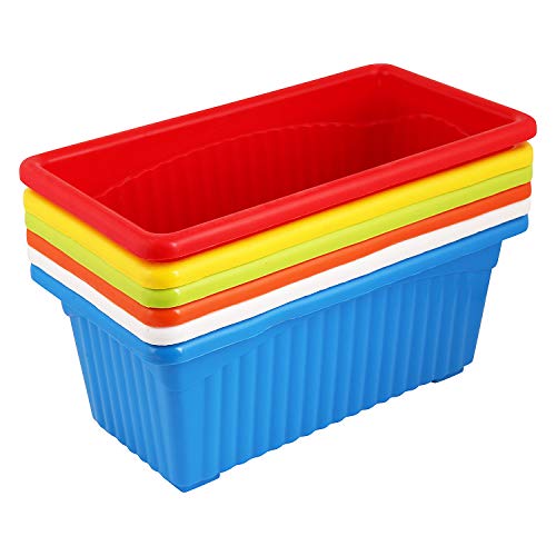 Leafy Tales Multicolor Rectangular Plastic Pots for Plants, Window Display, (Set of 6) (34.5 x 18.5 x 14 cm), (Model: Tub - 6)
