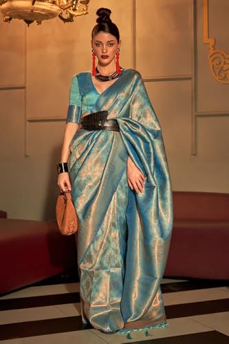 Image of SWORNOF Women's kanjivaram banarasi silk saree for Patola festival Wedding silk with rich pallu Design sarees for women with blouse piece
