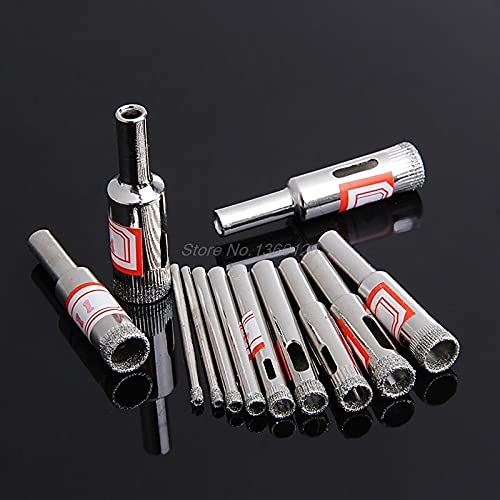 Brocas de 11 piezas de 3 a 14 mm con recubrimiento de diamante para perforación en vidrio, mármol y baldosas miniatura 1