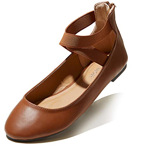 Women's Classic Ballet Flats with Elastic Crossing Straps by DailyShoes