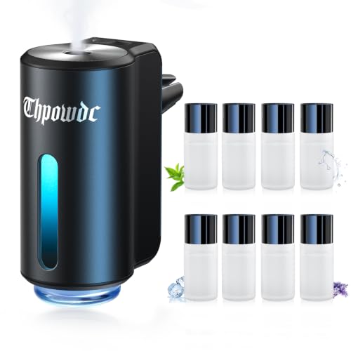 Image of Car Air Freshener Diffuser, Smart Car Air Freshener with Three Adjustable Modes, Aromatizante para Carro with 8pcs Essential Oil, Car Fresheners Long Lasting, Black