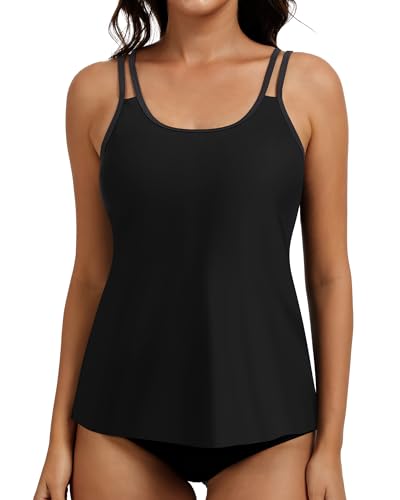 Women Flowy Tankini Top Swimsuit Top Tankini Bathing Suit Summer Ruffle High Waist with Bra Support