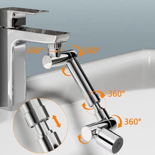 Upgraded 1440° Retractable Swivel Faucet Extender, Copper Robotic Arm Rotatable Faucet, 2 Water Outlet Modes Splash Filter Faucet Aerator For Kitchen Bathroom (1) #TOP1