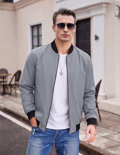 Image of TACVASEN Men's Lightweight Jacket Spring Bomber Fall Windbreaker Casual Stylish Coats with Pockets
