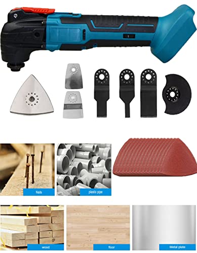 Oszillierendes Werkzeug, Multifunktionswerkzeug 18V, 6 variable Drehzahlen, max. 20000 U/min, 4° Oszillationswinkel, zum Entfernen, Schaben, Schneiden, Ersatz für Makita-Werkzeug, nur Gehäuse – Bild 7