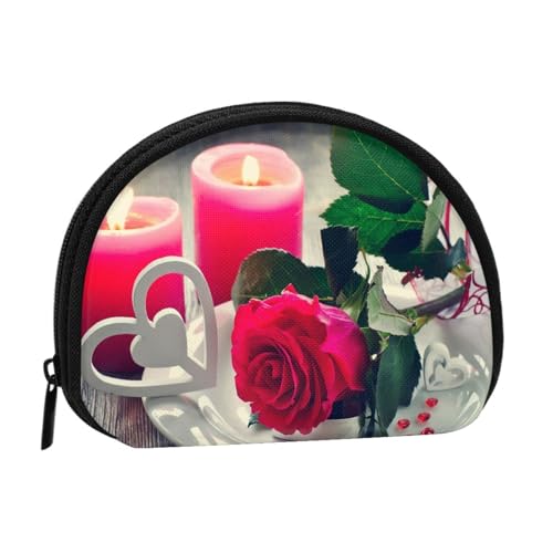 ミニ財布 ろうそくの明かりでバラ コインバッグ レディース 小銭入れ 小さい 可愛い コインケース 財布 子供 人気 コンパクト メンズ 貝殻型 ミニ化粧ポーチ カードケース 多機能 男女兼用 プレゼント