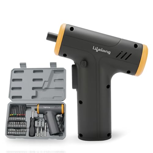 Image of Lifelong Screwdriver Tool Kit Set for Home Use - 35 Pcs | Cordless Portable Tool Box with Impact Sockets, Claw Hammer, Spirit Level, Measuring Tape, Magnetizer /Demagnetizer, Storage Case, Type C Cable