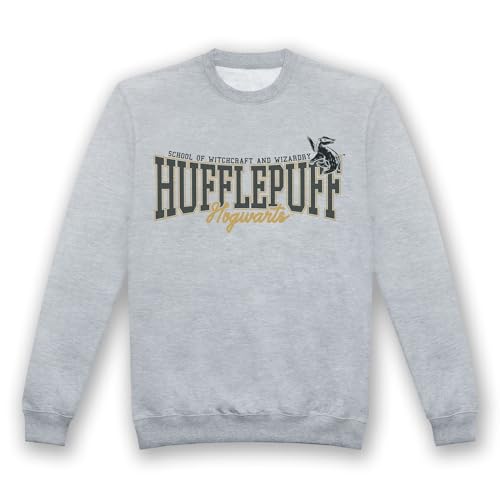 Harry Potter Hufflepuff Sweat Adulte Gris - Vêtement Poufsouffle Crewneck Girafe