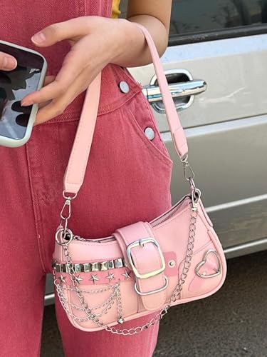 Y2K Shoulder Bag Coquette Aesthetic Purse with Chain Strap, Cute Handbag for Women2