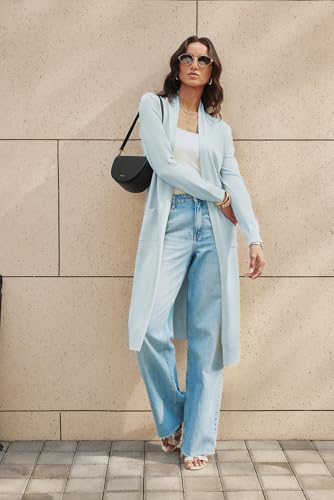 Image of GRACE KARIN Essential Solid Open Front Maxi Long Knitted Cardigan Sweater for Women
