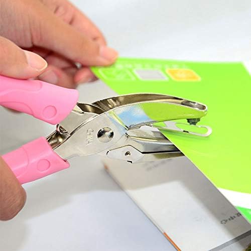 3PCS Handheld Hole Punch, DIY Arts Hole Punch Cute Hole Puncher with Pink Grip Metal Perforator for Home Office School (Large Circle+Star+Heart)