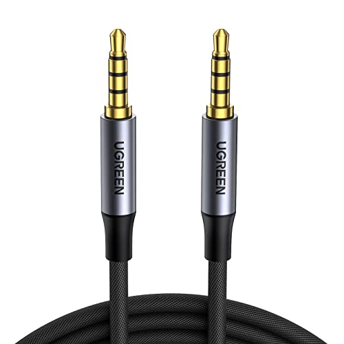UGREEN 3.5mm Audio Cable Braided 4-Pole TRRS Hi-Fi Stereo Jack Shielded Male to Male AUX Cord Compatible with iPad, Samsung Phones, Tablets, Car Home Stereos, Headphones, Speaker, 3FT