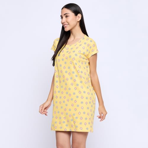 Image of CAMEY Printed Knee Length Nighty|Loungewear|Nightwear|Sleepwear|Home Wear Short Nighty for Women