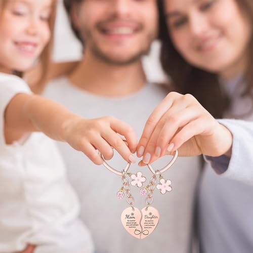 Image of 2Pcs Mother Daughter Heart Matching Keyring Keychain Set Gifts For Mom Christmas Mothers Day Gifts from Daughter