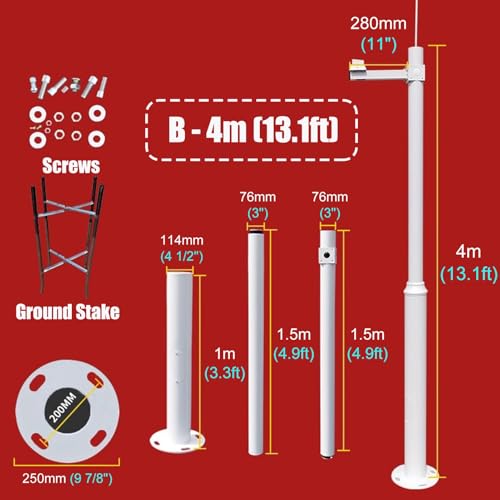 Außenkamera-Mast aus verzinktem Stahl, Kamerasäulen-Montagesystem, Verlängerungsstange, wetterfeste Außenkamera-Halterung, 4 m lange Masthalterung für hochsichere Überwachung, robuste Kamera