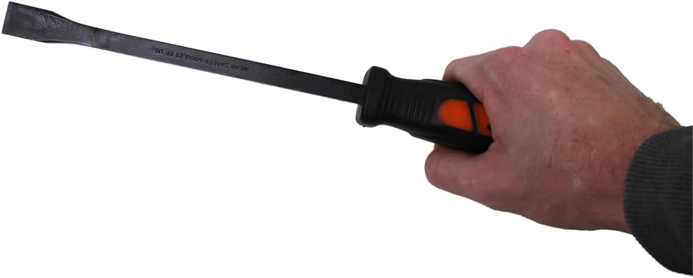 K Tool International XD19005 5 Piece Pry Bar Set; Includes 8", 12", 17", 25" and 31" Tempered Steel Pry Bars with Angled Heads and Organization Tray, Ergonomic Composite Handle, Made in USA, Red/Black