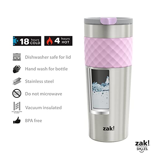 Zak Designs Aberdeen Vacuum Insulated 18/8 Stainless Steel Travel Tumbler With Leak-Proof Click Lid And Silicone Wrap, Fits In Car Cup Holders (Non-Bpa, 24 Oz, Lilac) #TOP3