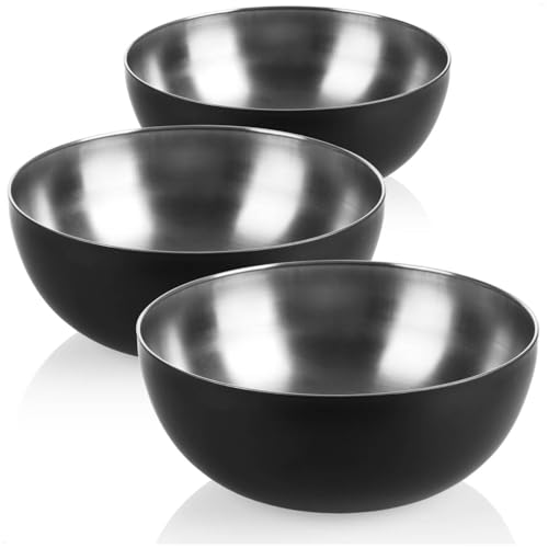 com-four® 3x bol mélangeur en acier inoxydable 3 litres, grands bols de service avec revêtement pour salades, fruits et plats, adaptés cuisine et buffet (3...