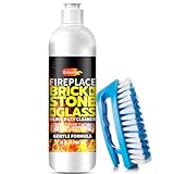 Fireplace Cleaning Set Fireplace Soot Remover with Scrub Brush for Brick, Stone, Rock, Tile, and Marble – Nonabrasive Brick Cleaner, Gentle Formula for Bricks & Glass Indoor and Outdoor -16 oz