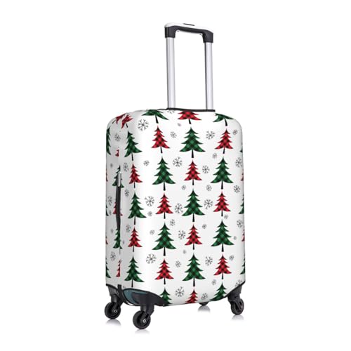 Buffalo Plaid Christmas Trees Luggage Cover Protector Anti-Scratch Washable Fits 18-32 Inch Luggage-Medium3