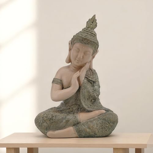 DARO DEKO Kunststein Garten-Figur Buddha 34 x 49cm Dekofigur Skulptur Gartendeko