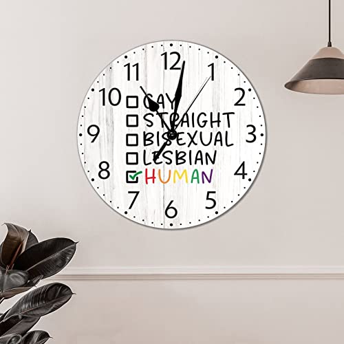 Reloj de orgullo arcoíris gay recto bisexual lesbiana de 15 pulgadas sin tictac 4