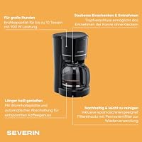 SEVERIN Filterkaffeemaschine, Kaffeemaschine für bis zu 10 Tassen, Filtermaschine mit Permanentfilter, schwarz, KA 4320 – Ansicht 3