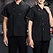 Chef Coat for Men, Stretch Lightweight Half Sleeve Jacket, Soft Black Uniform for Kitchen and Restaurant(1C-Black, M)