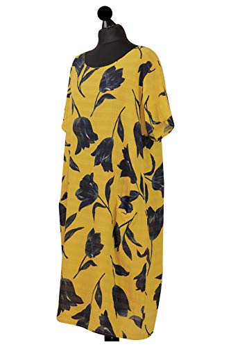 Storm Island Ladies Dress Tulip Print Womens Lagenlook Cotton Shirt Top Front Pockets Tunic SI111