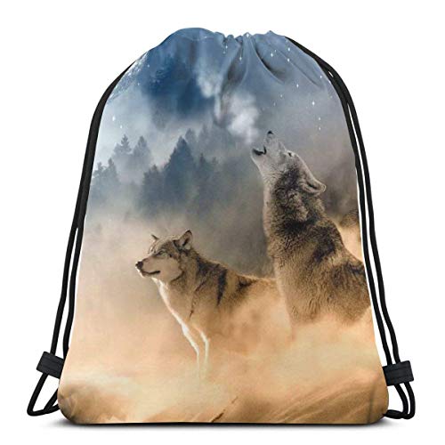 Sanme Mochila con cordón Tres mosqueteros Lobos en el Desierto Tierra arenosa Aullando