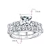 Imagen de Anillo de compromiso de aniversario personalizado tradicional AAA CZ baguettes piedras laterales 2CT corte princesa cuadrado brillante solitario conjunto de anillos de boda para mujeres