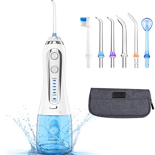 Water Flosser Cordless Teeth Cleaner, Portable Dental Oral Irrigator 5 Modes, 6 Replacement Tips, IPX7 Waterproof Rechargeable Water Flossing for Braces, Home, Travel - Melophy