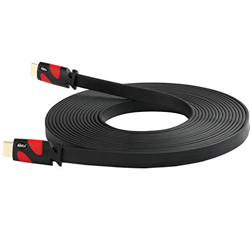 Postta Flat Hdmi Cable(50 Feet) Flat Hdmi 2.0 Cord Support 4K,3D, 2160P, 1080P, Ethernet And Audio Return-Black-Red #TOP2