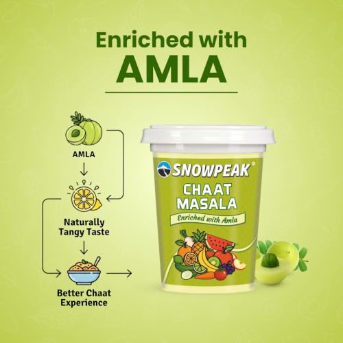 Image of Snowpeak Combo Pack Chaat Masala 50g x 2 + Tea Masala 50g x 2 |Chatpata Chaat Seasoning for Fruits, Snacks & Salads | Aromatic Masala Chai Blend 13 spices | 100% Natural, No Preservatives | Digestive & Refreshing, 200g Total