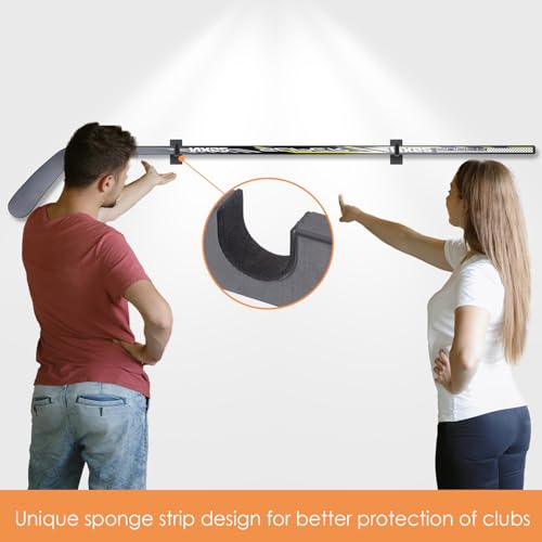 JstFrU 4 Piece Hockey Stick Rack,Wall Mount Hockey Stick Holder,Ice Hockey Stick Hangers for Horizontal Display,Holds 2 Hockey Sticks,Space Saving,Black - Thumbnail 5