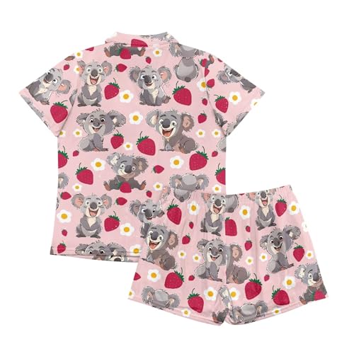 Image of Pjs Womens Short Sleeve Button Down Pajamas Set Two-Piece Nightwear with Pockets