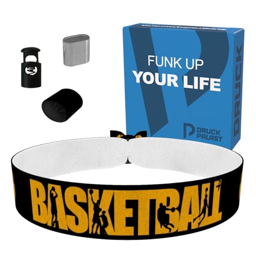 Basketball schwarz/orange Stoffarmband - Wasserfestes Satin-Armband - Sportliches Accessoire für Basketball-Fans - Geschenk für Sportbegeisterte - Unisex Freizeitarmband - Basketball Merchandise