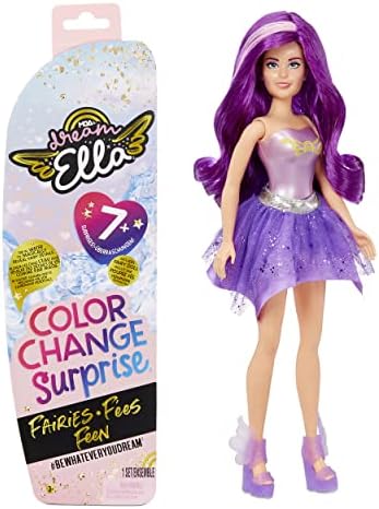 MGAs Dream Ella 578000EUC Colour Change Fairies-Collectable Toy for Kids-UNbox a 29cm Doll & 7 Surprises-Includes Wig, Skirt, Boots & More-for Toddlers Ages 3 Years Plus-Aria, Purple