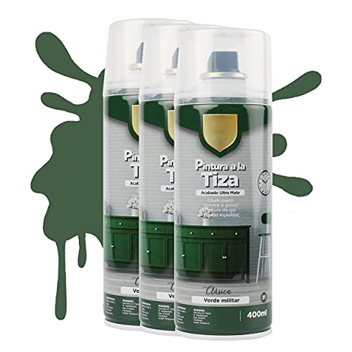 H HANSEL HOME Pintura Spray a la Tiza Acabado Ultra Mate Verde Militar 400ml x 3
