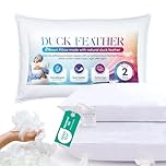 Sunshine Comforts Duck Feather Pillows (2 Pack) –1200GSM Luxury Bed Pillows for Sleeping (50X75cm), Soft for All Sleep Positions – Breathable, Washable & Hypoallergenic UK Standard Size