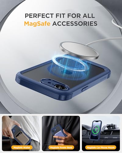 Image of Miracase for iPhone 17e Case & iPhone 16e Case, Full-Body Phone with Built-in Glass Screen Protector, [Magnetic with MagSafe] Military Drop Proof 17 E / 16 E Cover Bumper 6.1 inch, Blue