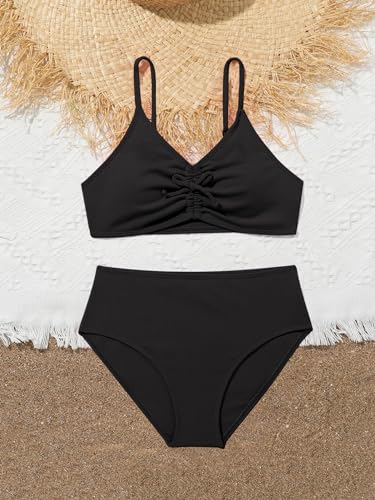 Milumia Girl's Swimsuit Two Piece V Neck Spaghetti Strap Bikini Set Beachwear3